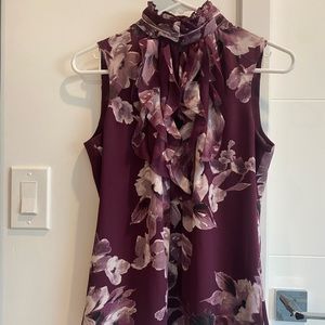 White House Black Market Purple Floral Blouse